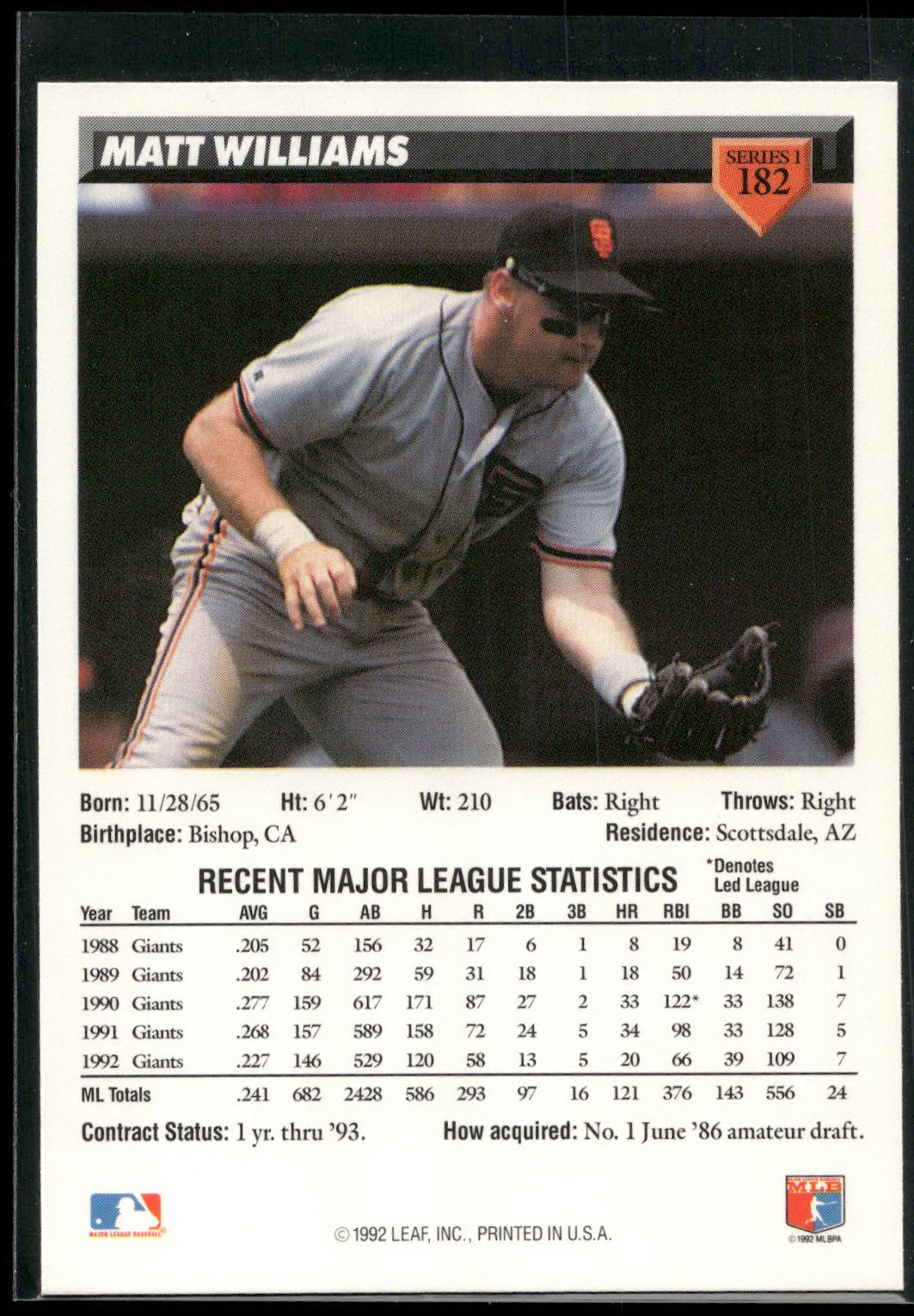 1993 Donruss #182 Matt Williams