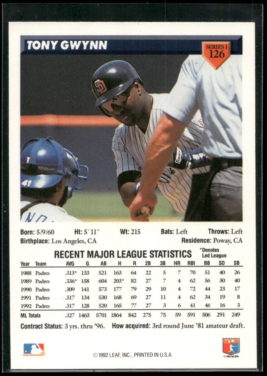 1993 Donruss #126 Tony Gwynn