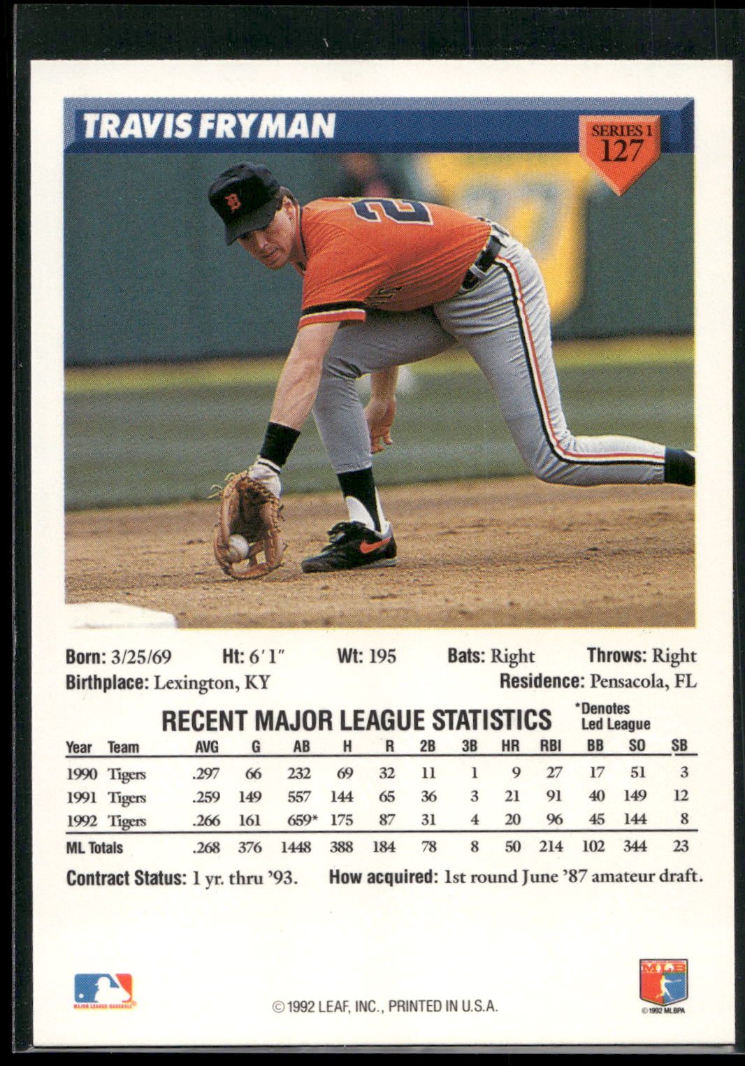 1993 Donruss #127 Travis Fryman