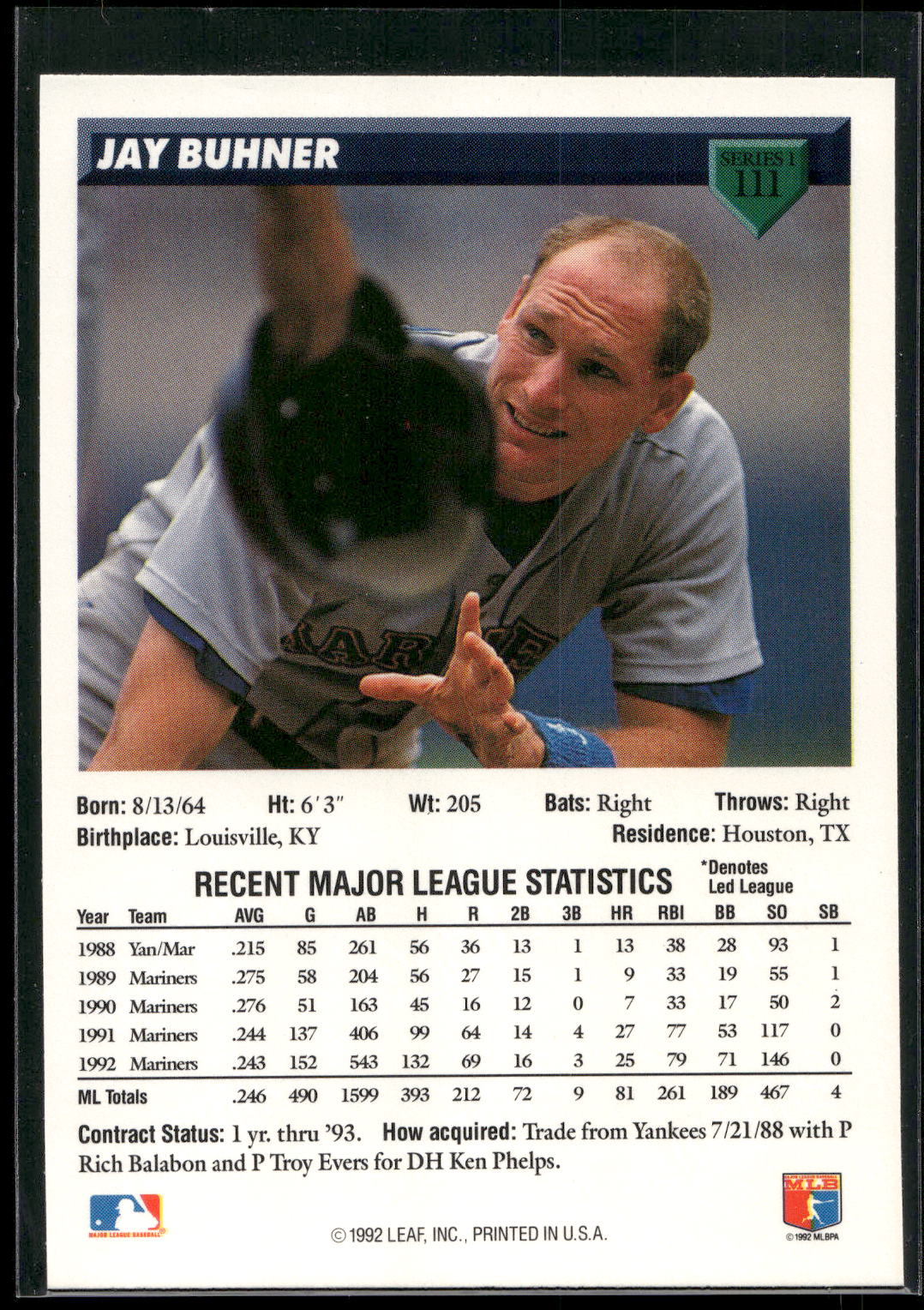 1993 Donruss #111 Jay Buhner