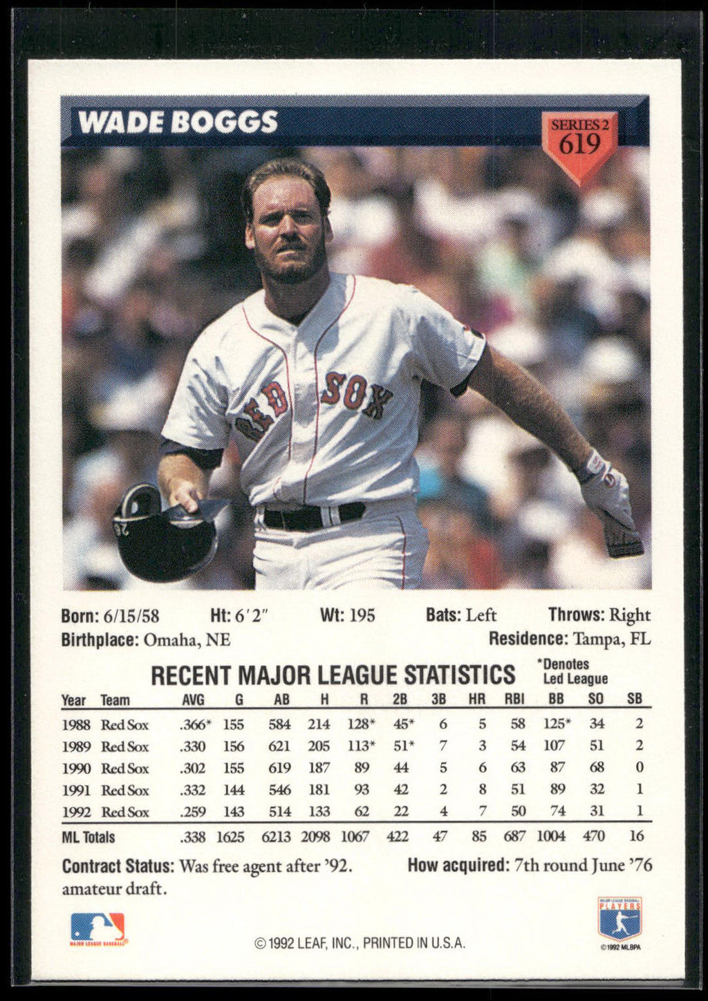 1993 Donruss #619 Wade Boggs