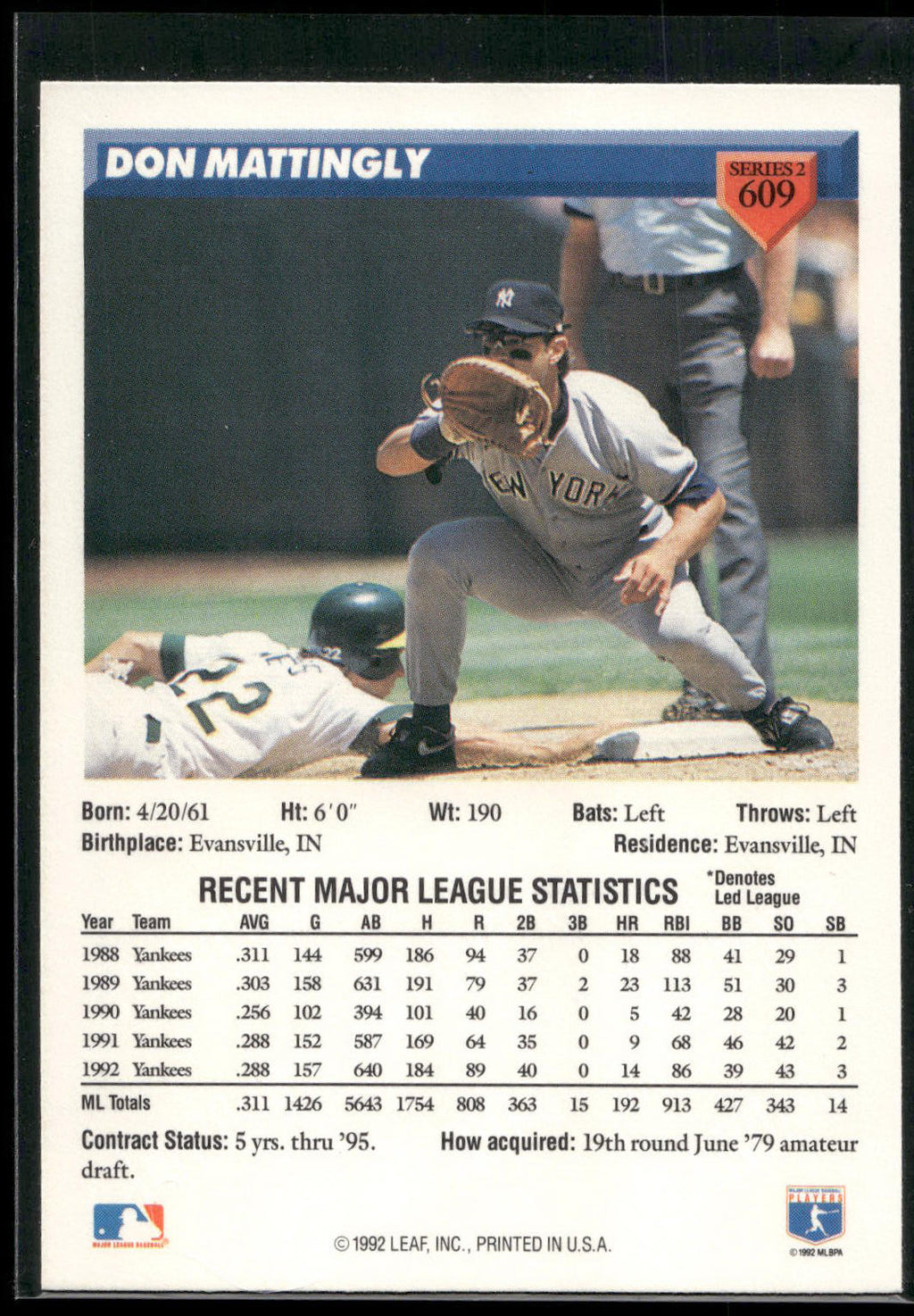 1993 Donruss #609 Don Mattingly