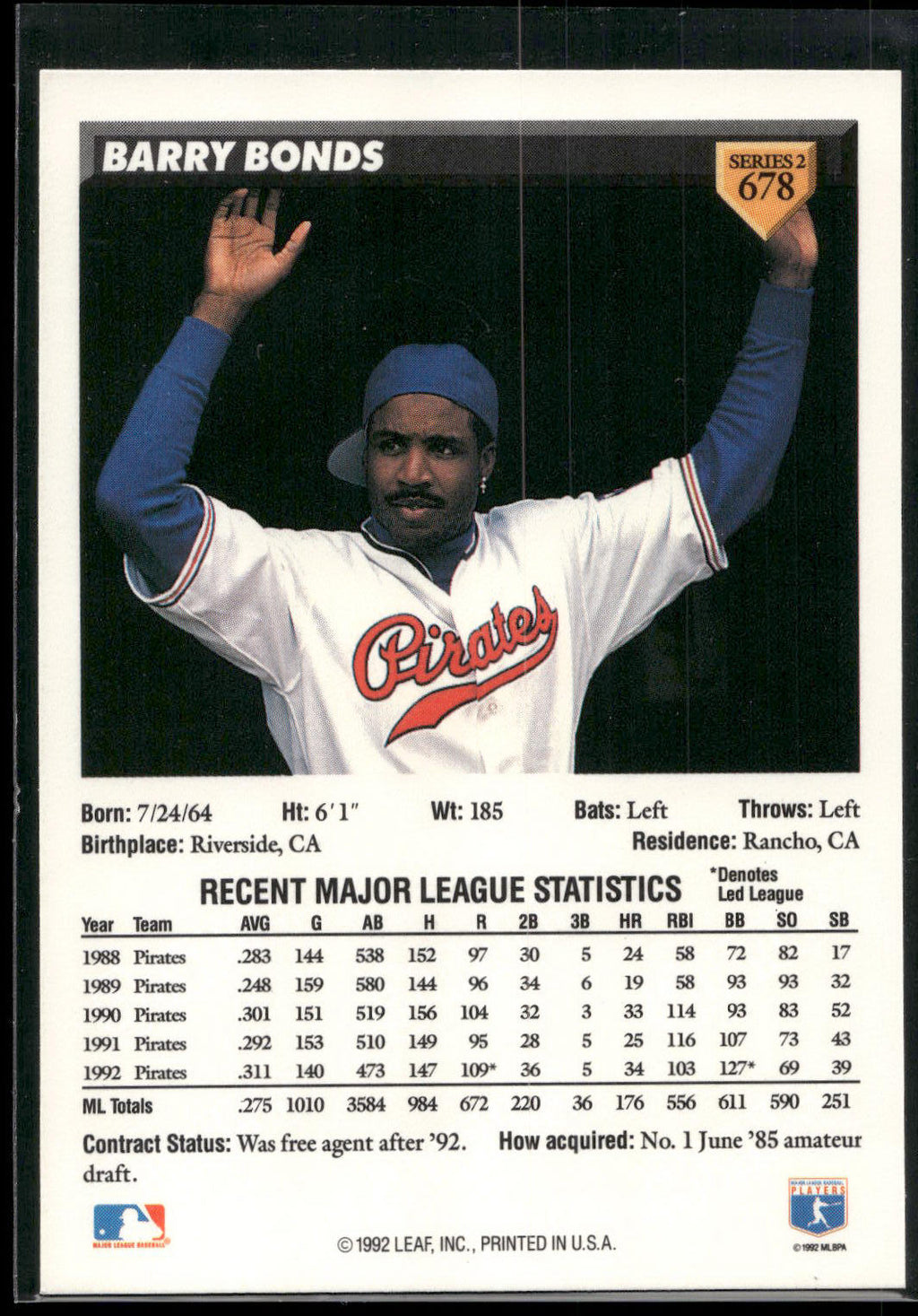 1993 Donruss #678 Barry Bonds