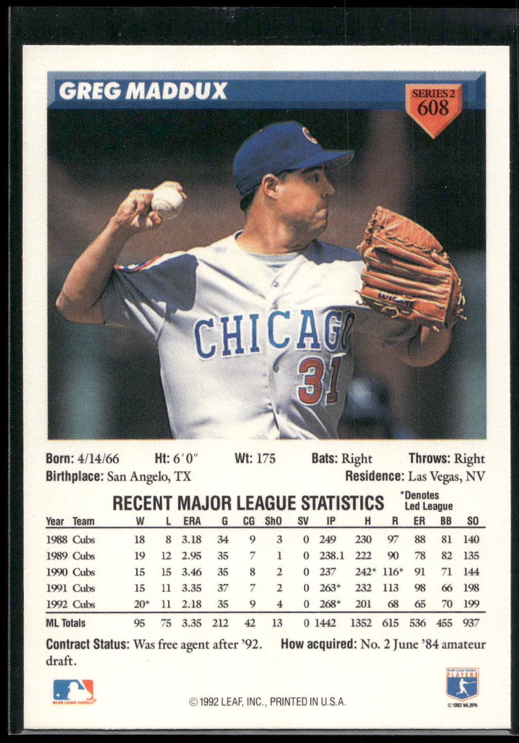 1993 Donruss #608 Greg Maddux