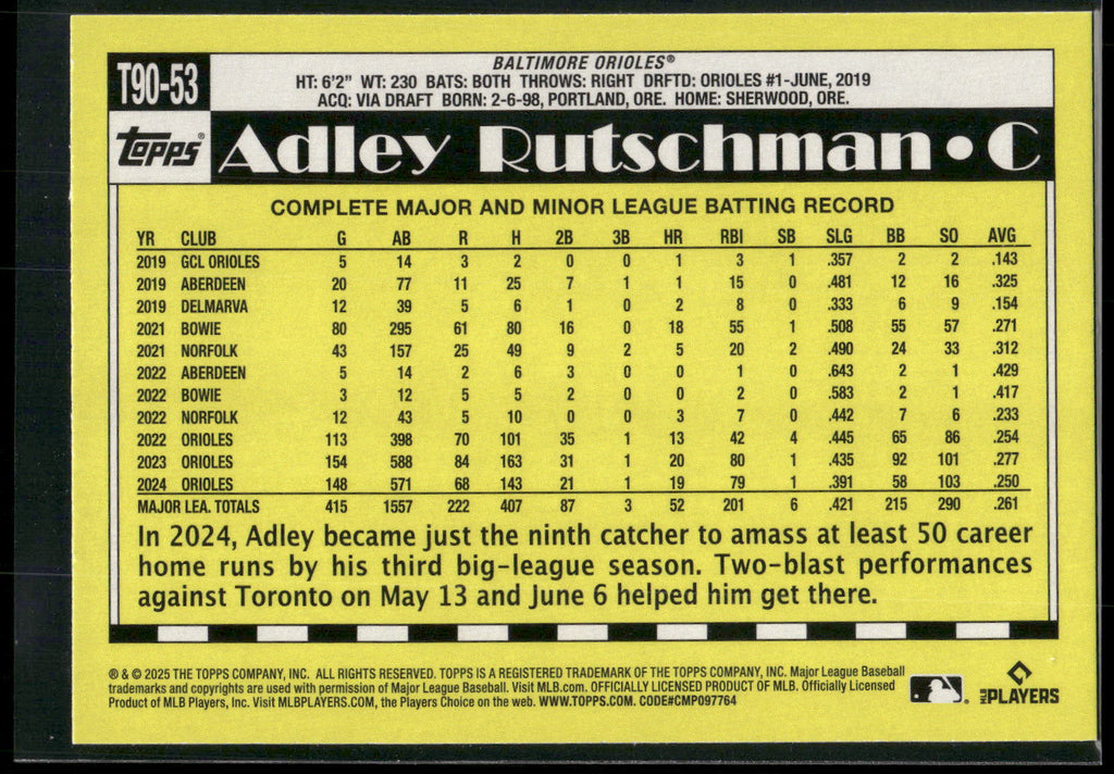 2025 Topps #T90-53 Adley Rutschman