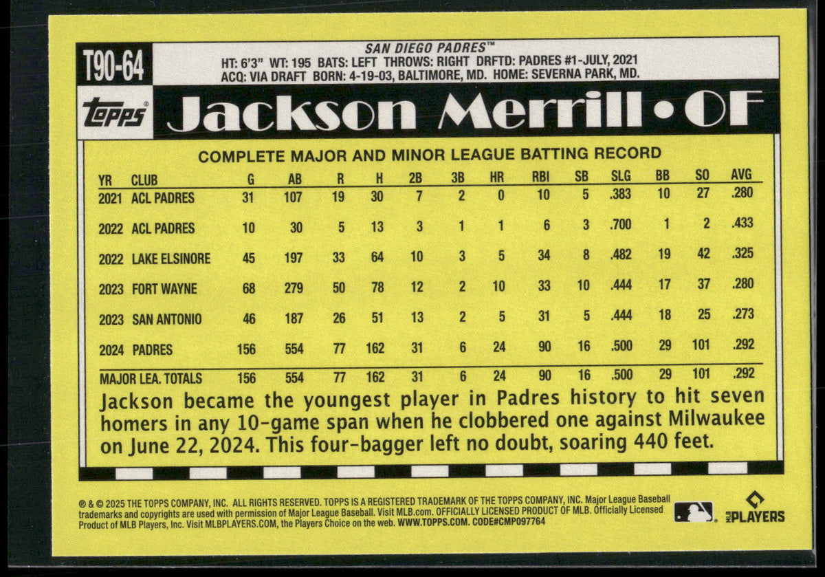 2025 Topps #T90-64 Jackson Merrill