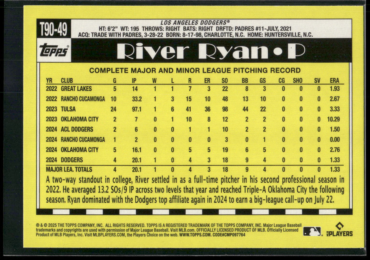 2025 Topps #T90-49 River Ryan