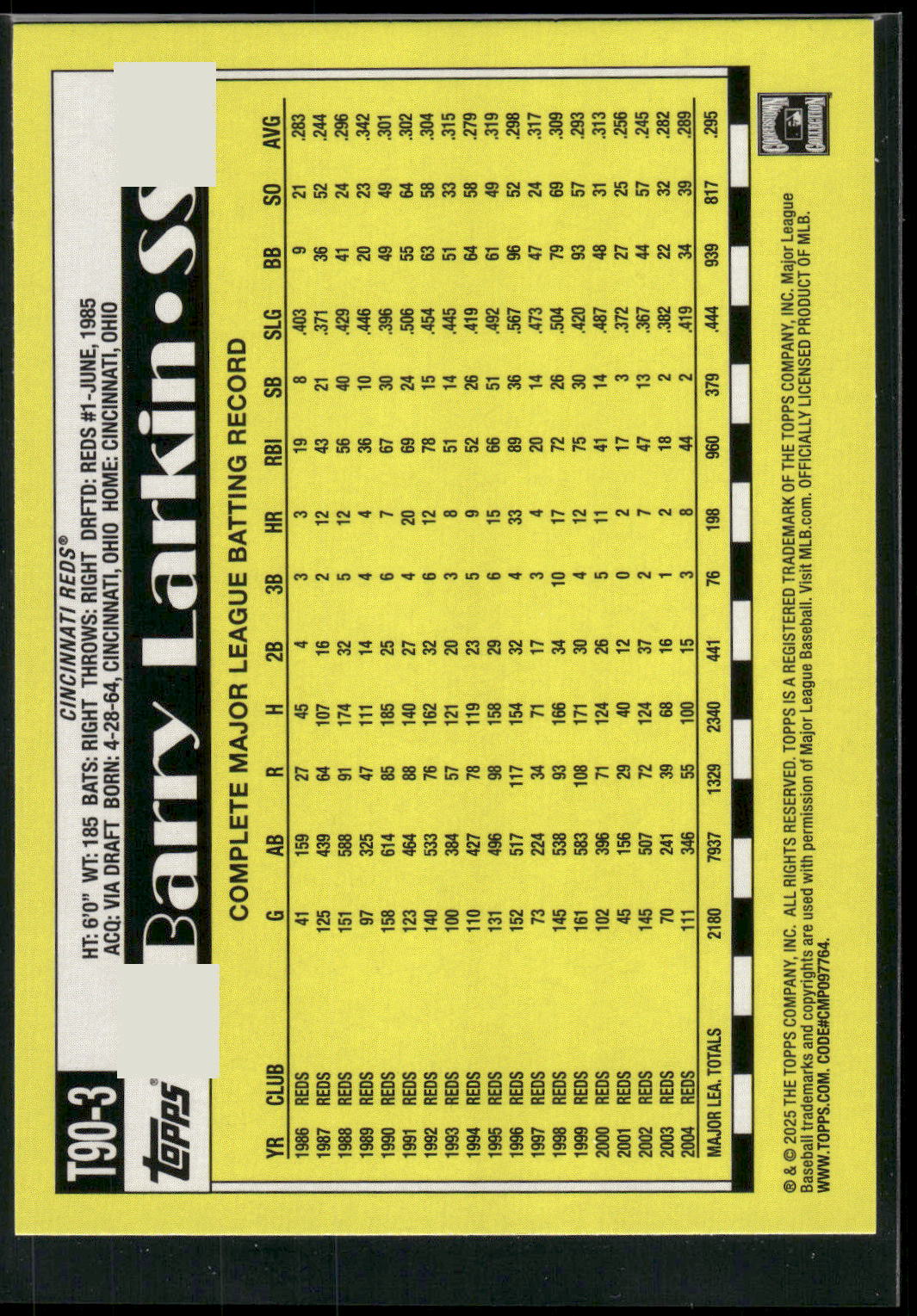 2025 Topps #T90-3 Barry Larkin