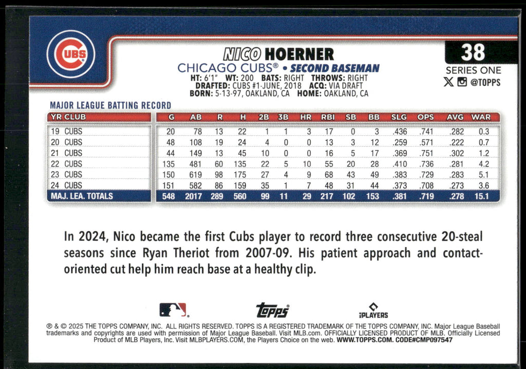 2025 Topps #38 Nico Hoerner Diamante Foil