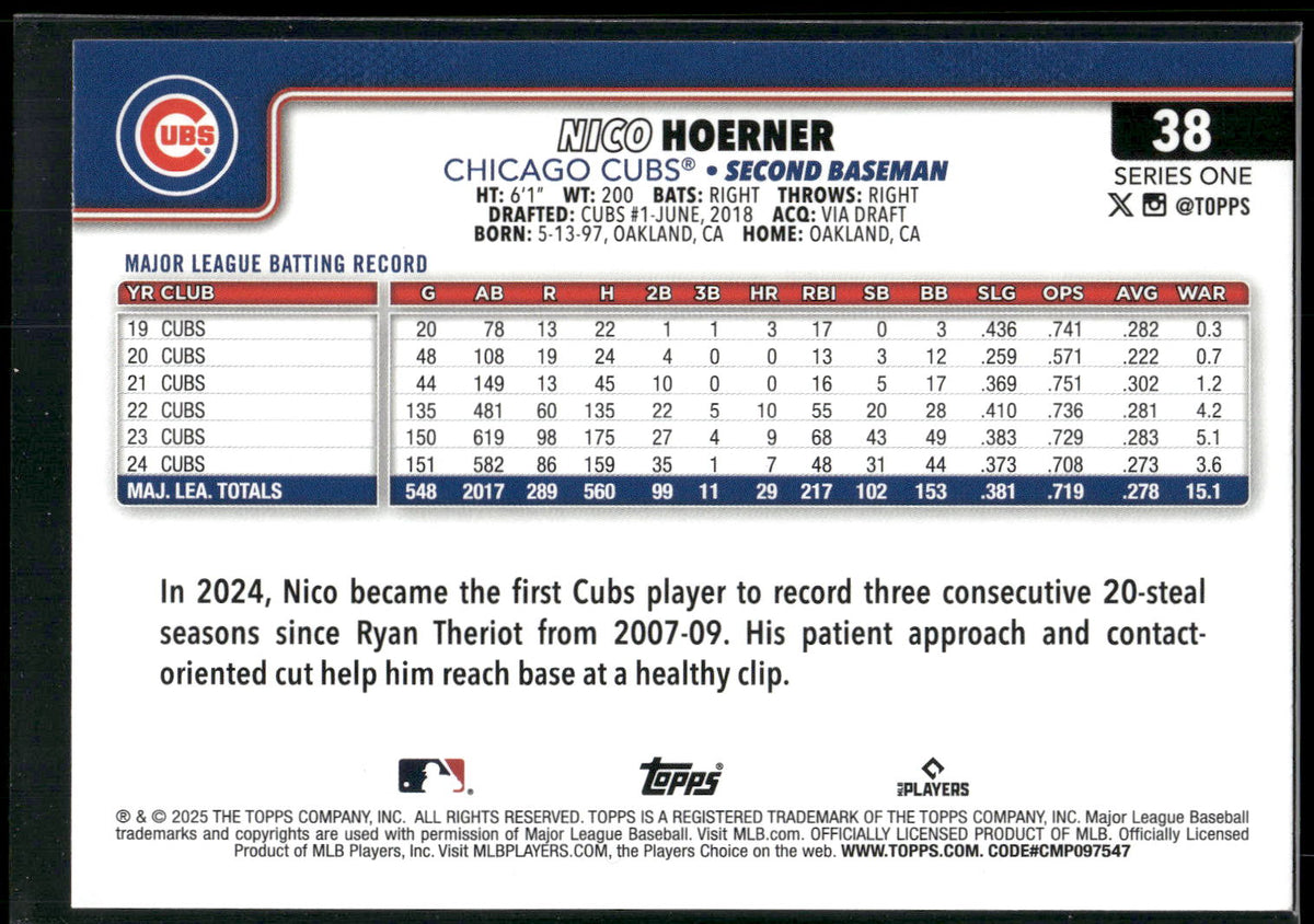2025 Topps #38 Nico Hoerner Diamante Foil
