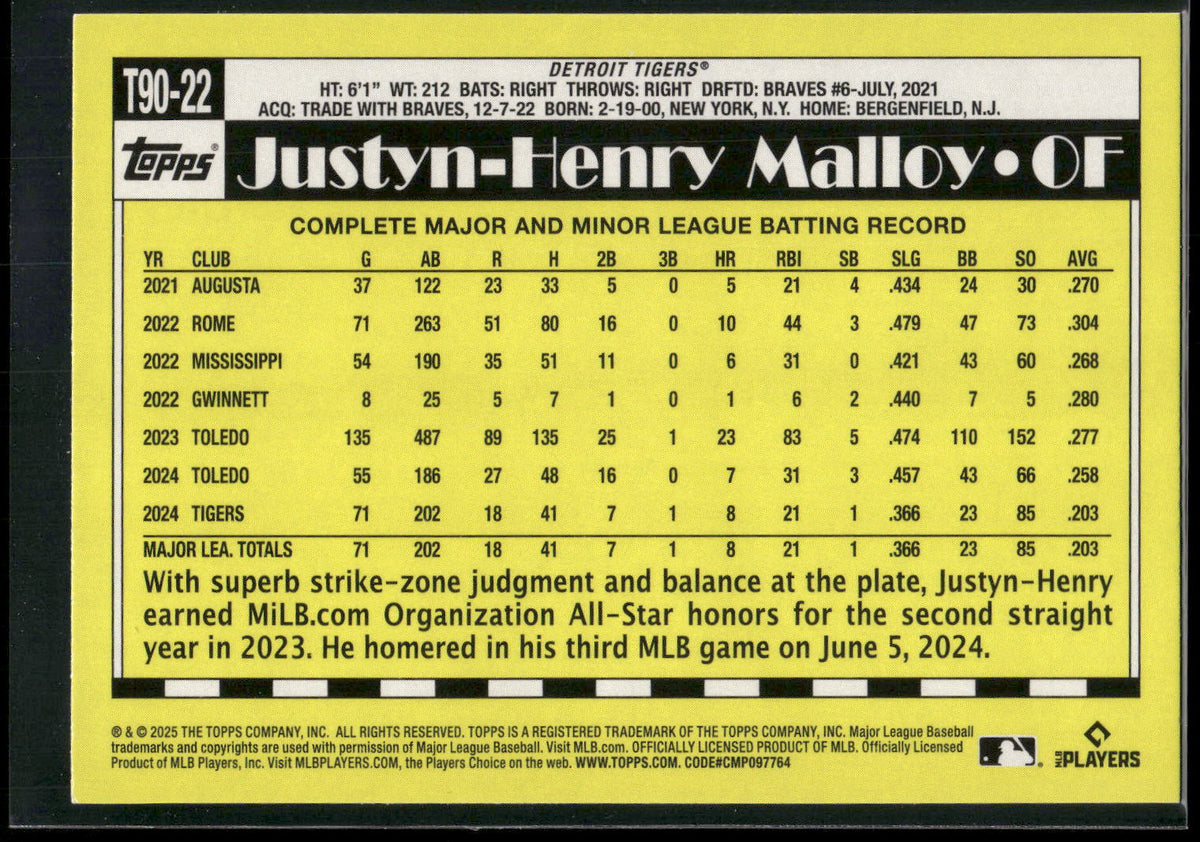 2025 Topps #T90-22 Justyn-Henry Malloy