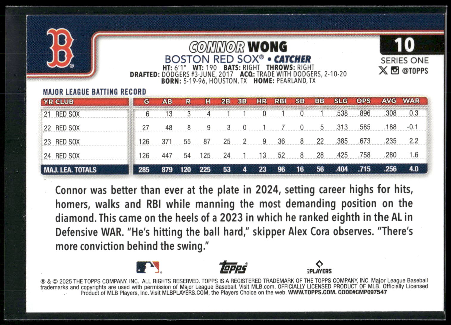 2025 Topps #10 Connor Wong Diamante Foil