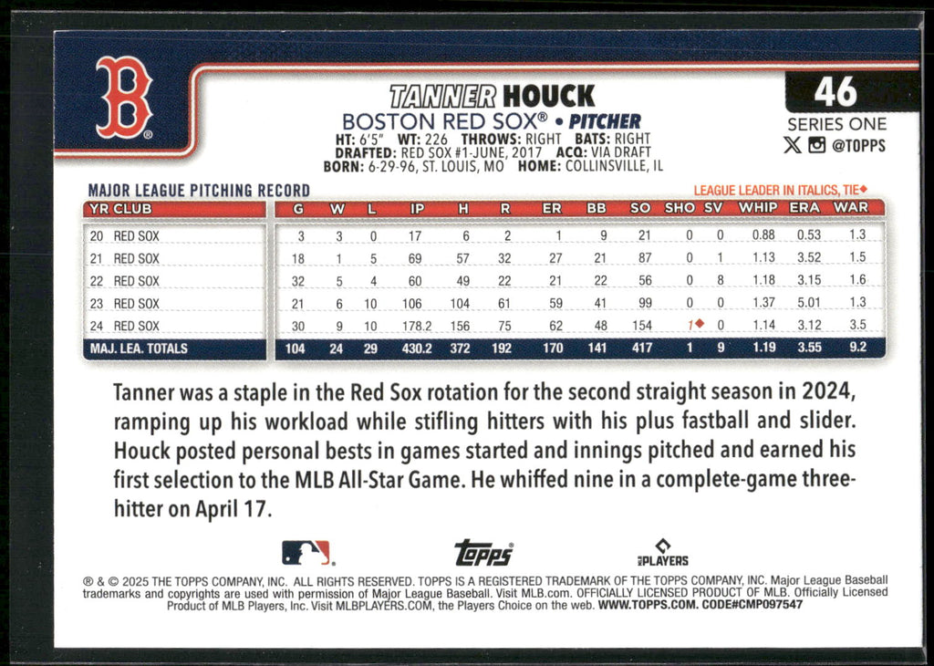 2025 Topps #46 Tanner Houck Diamante Foil