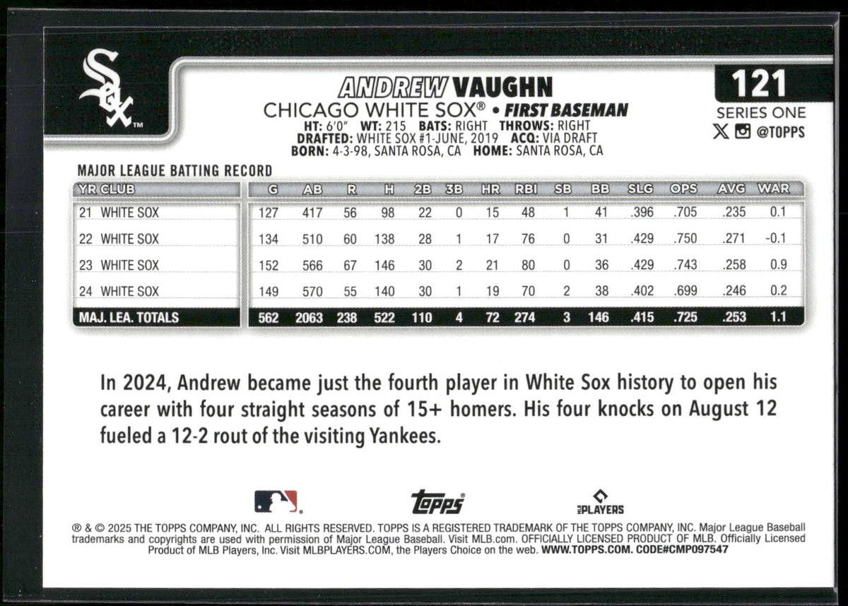 2025 Topps #121 Andrew Vaughn Diamante Foil