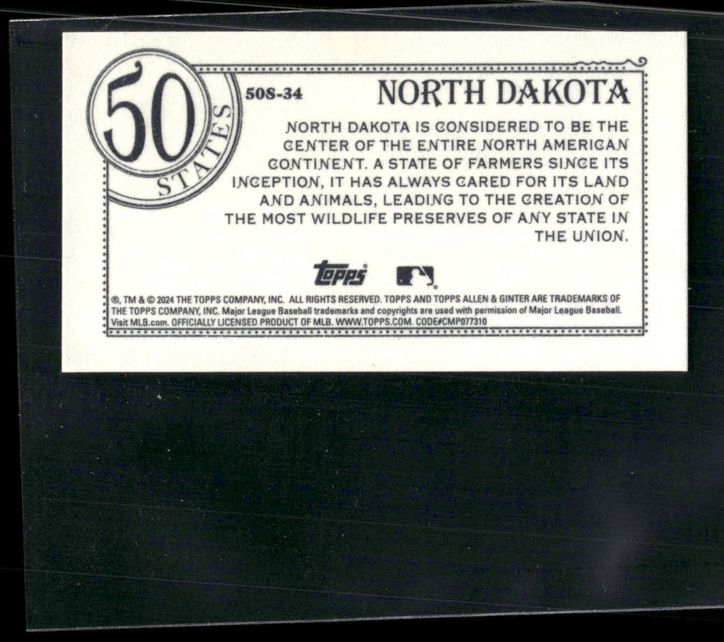 2024 Topps Allen & Ginter #50S-34 North Dakota Mini 50 States