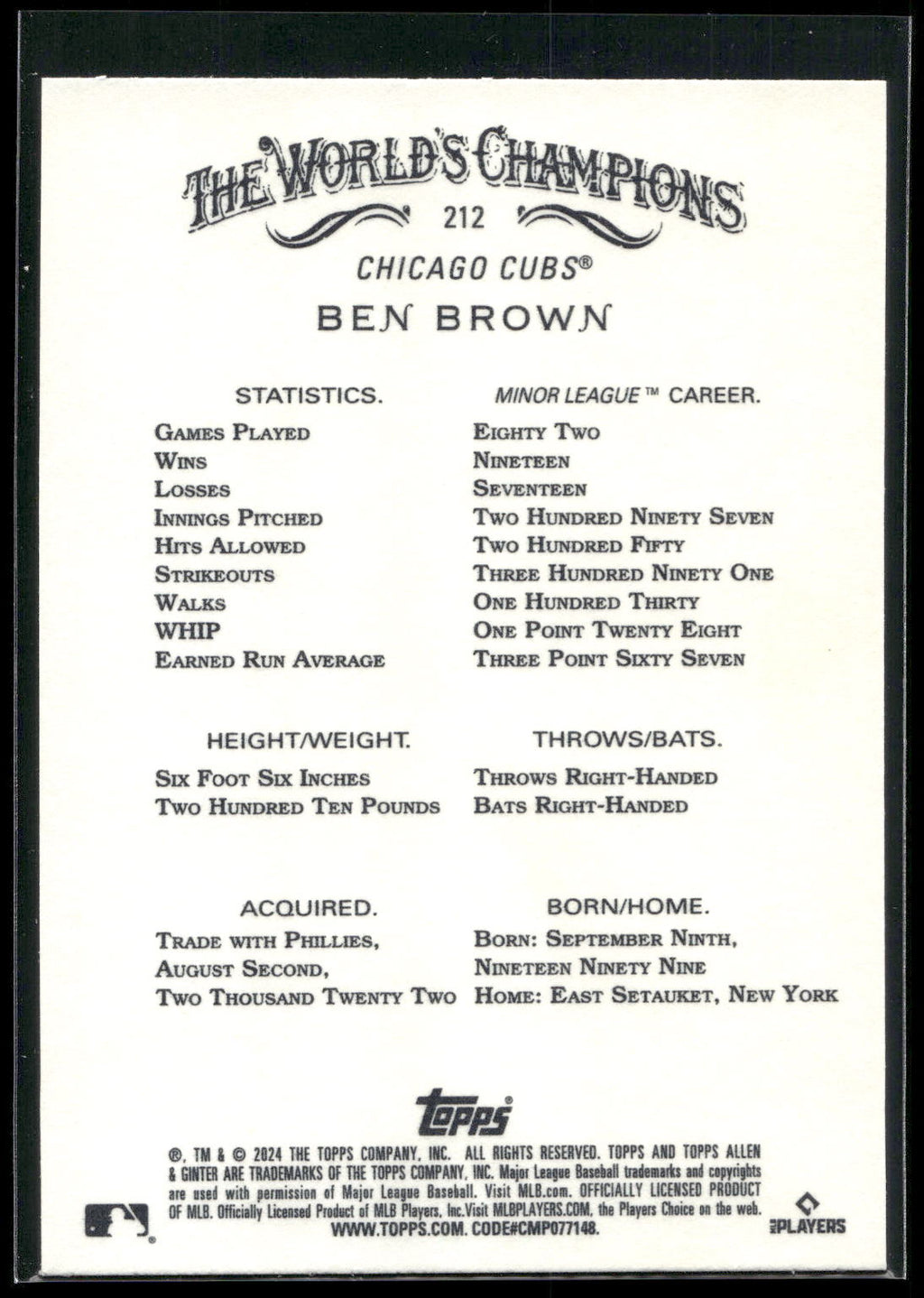2024 Topps Allen & Ginter #212 Ben Brown
