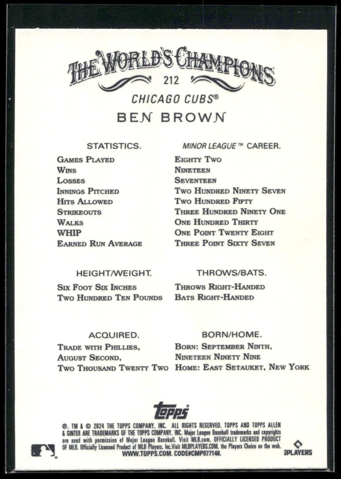 2024 Topps Allen & Ginter #212 Ben Brown