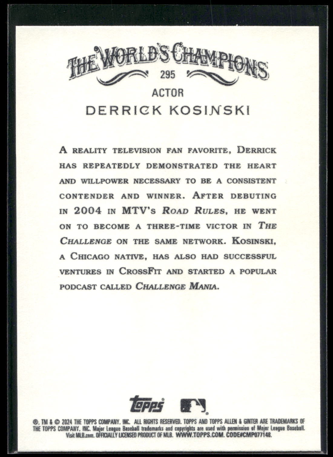 2024 Topps Allen & Ginter #295 Derrick Kosinski