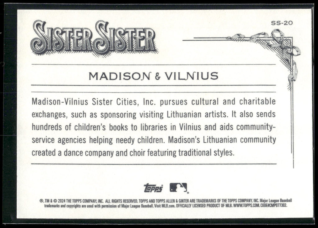 2024 Topps Allen & Ginter #SS-20 Madison / Vilnius Sister Sister