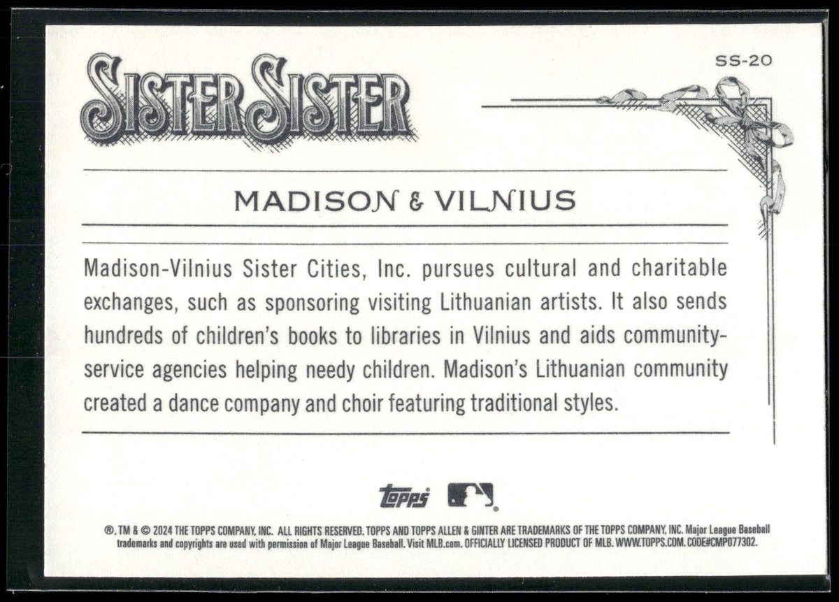 2024 Topps Allen & Ginter #SS-20 Madison / Vilnius Sister Sister