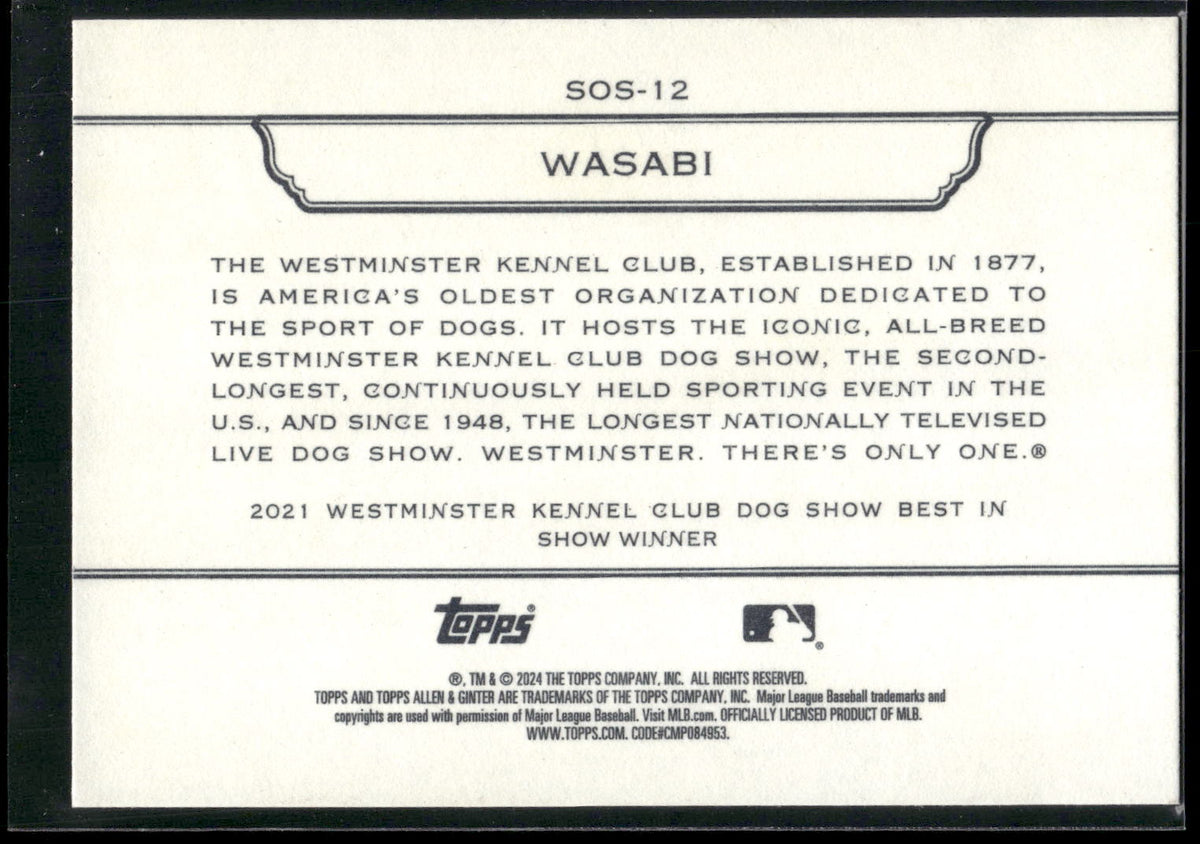 2024 Topps Allen & Ginter #SOS-12 Wasabi Stars of Show Westminster Kennel Club