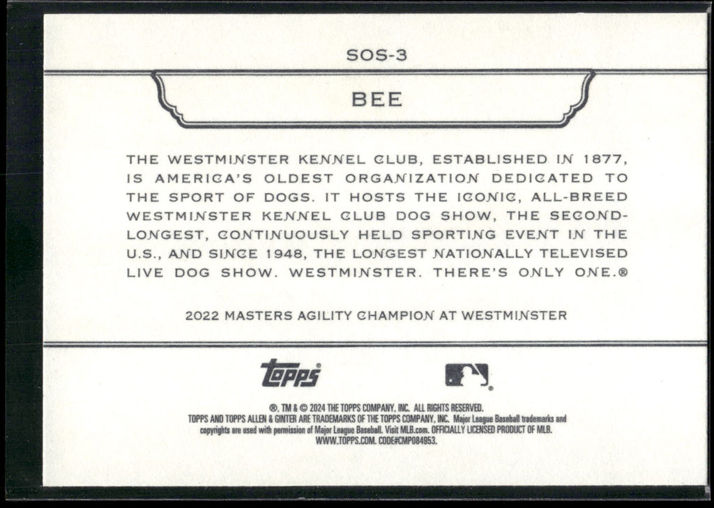 2024 Topps Allen & Ginter #SOS-3 Bee Stars of the Show Westminster Kennel Club