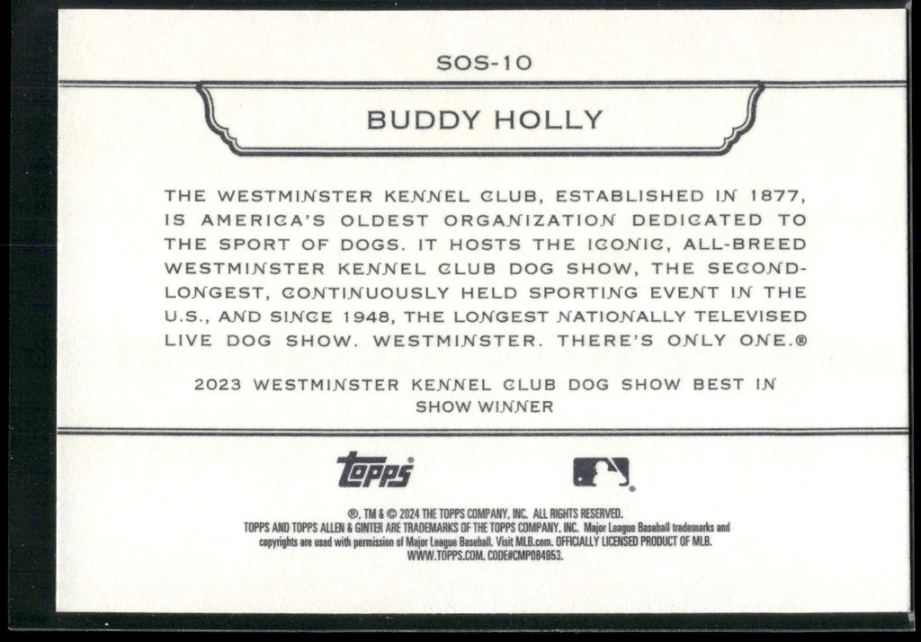 2024 Topps Allen & Ginter #SOS-10 Buddy Holly Stars Show Westminster Kennel Club