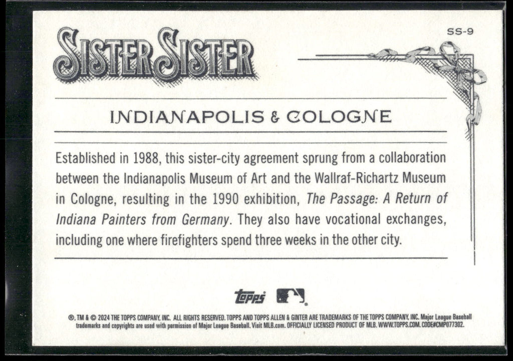 2024 Topps Allen & Ginter #SS-9 Indianapolis / Cologne Sister Sister