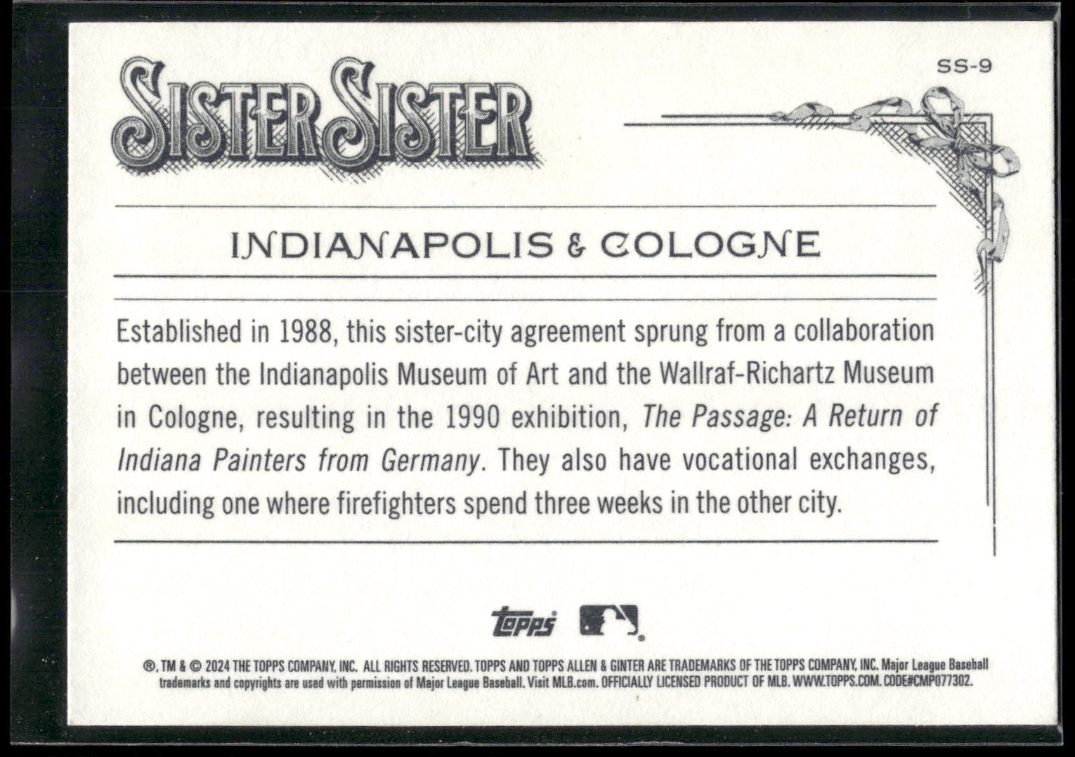 2024 Topps Allen & Ginter #SS-9 Indianapolis / Cologne Sister Sister