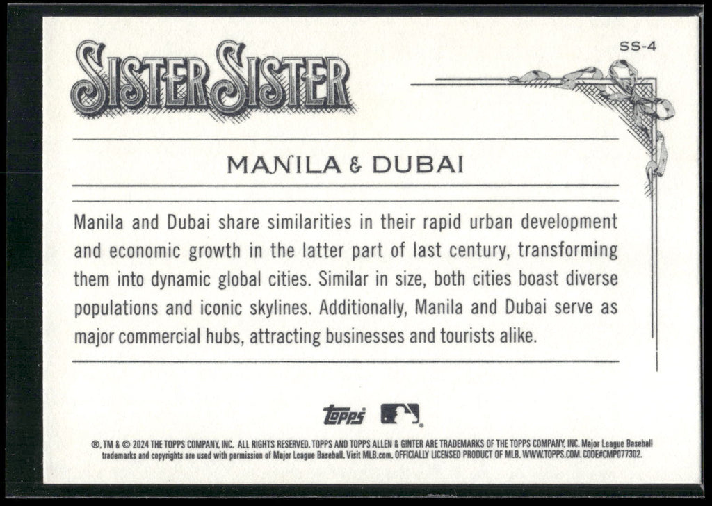 2024 Topps Allen & Ginter #SS-4 Manila / Dubai Sister Sister