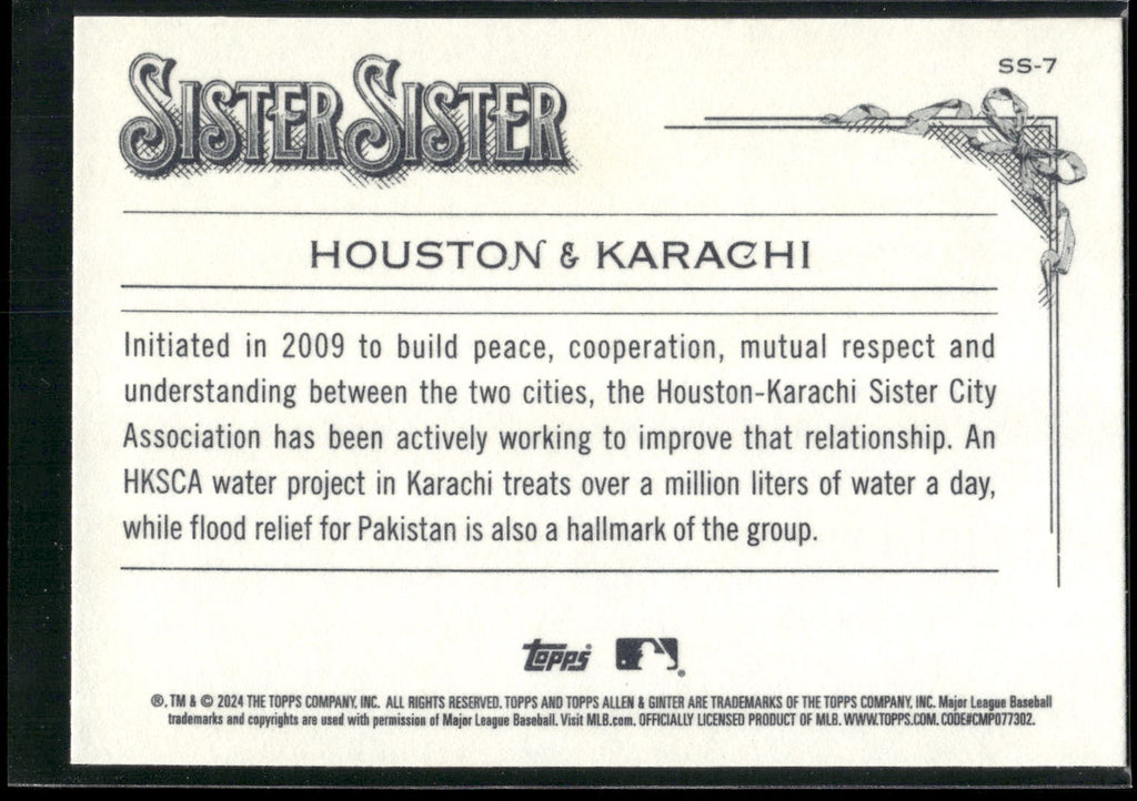 2024 Topps Allen & Ginter #SS-7 Houston / Karachi Sister Sister
