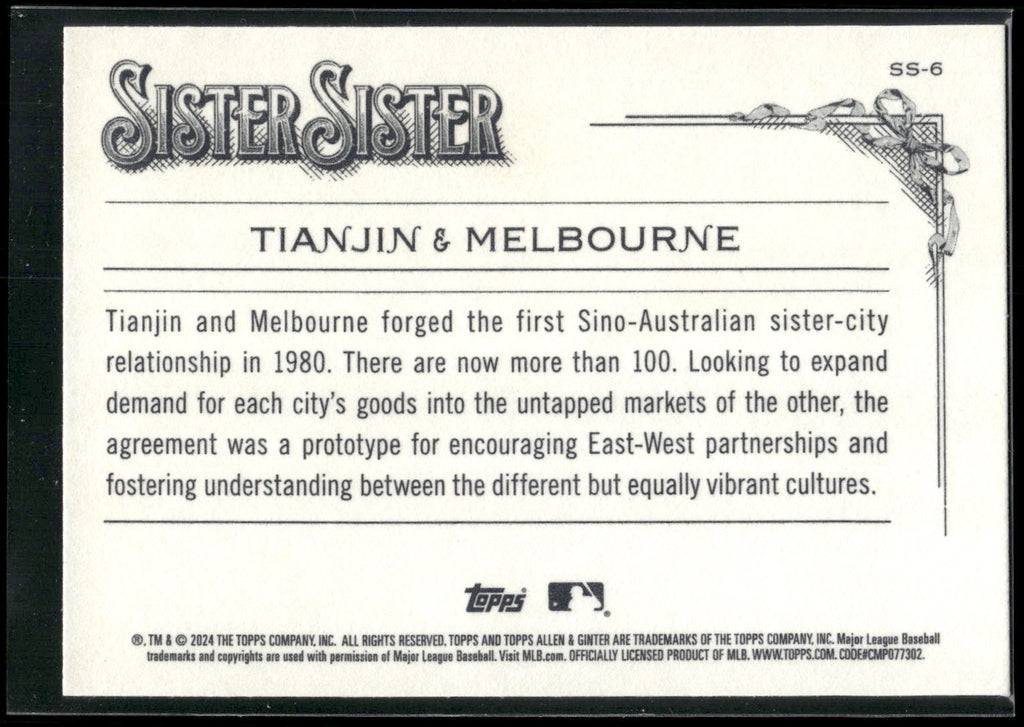 2024 Topps Allen & Ginter #SS-6 Tianjin / Melbourne Sister Sister