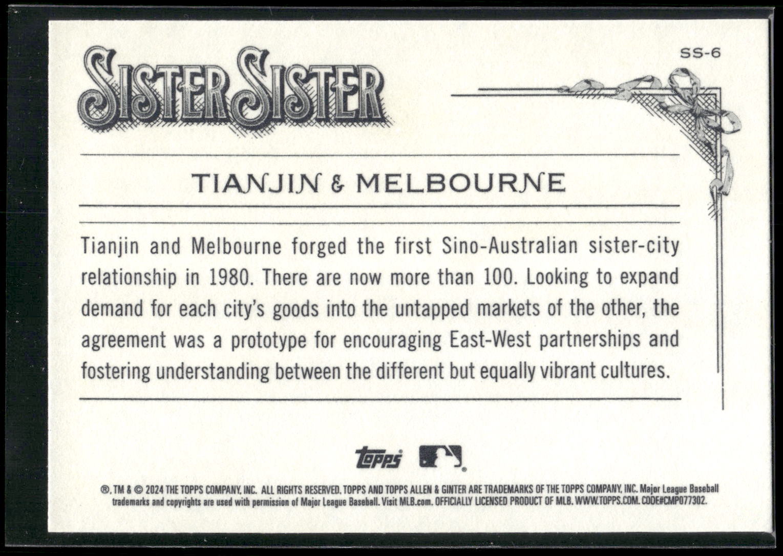 2024 Topps Allen & Ginter #SS-6 Tianjin / Melbourne Sister Sister