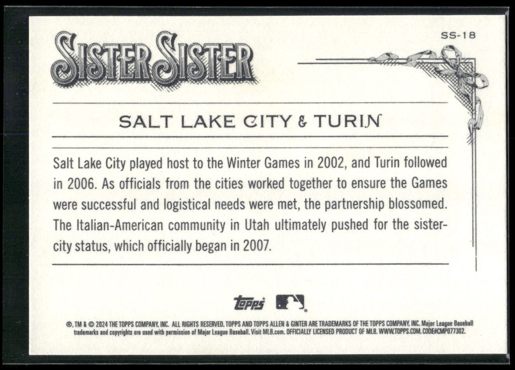 2024 Topps Allen & Ginter #SS-18 Salt Lake City / Turin Sister Sister