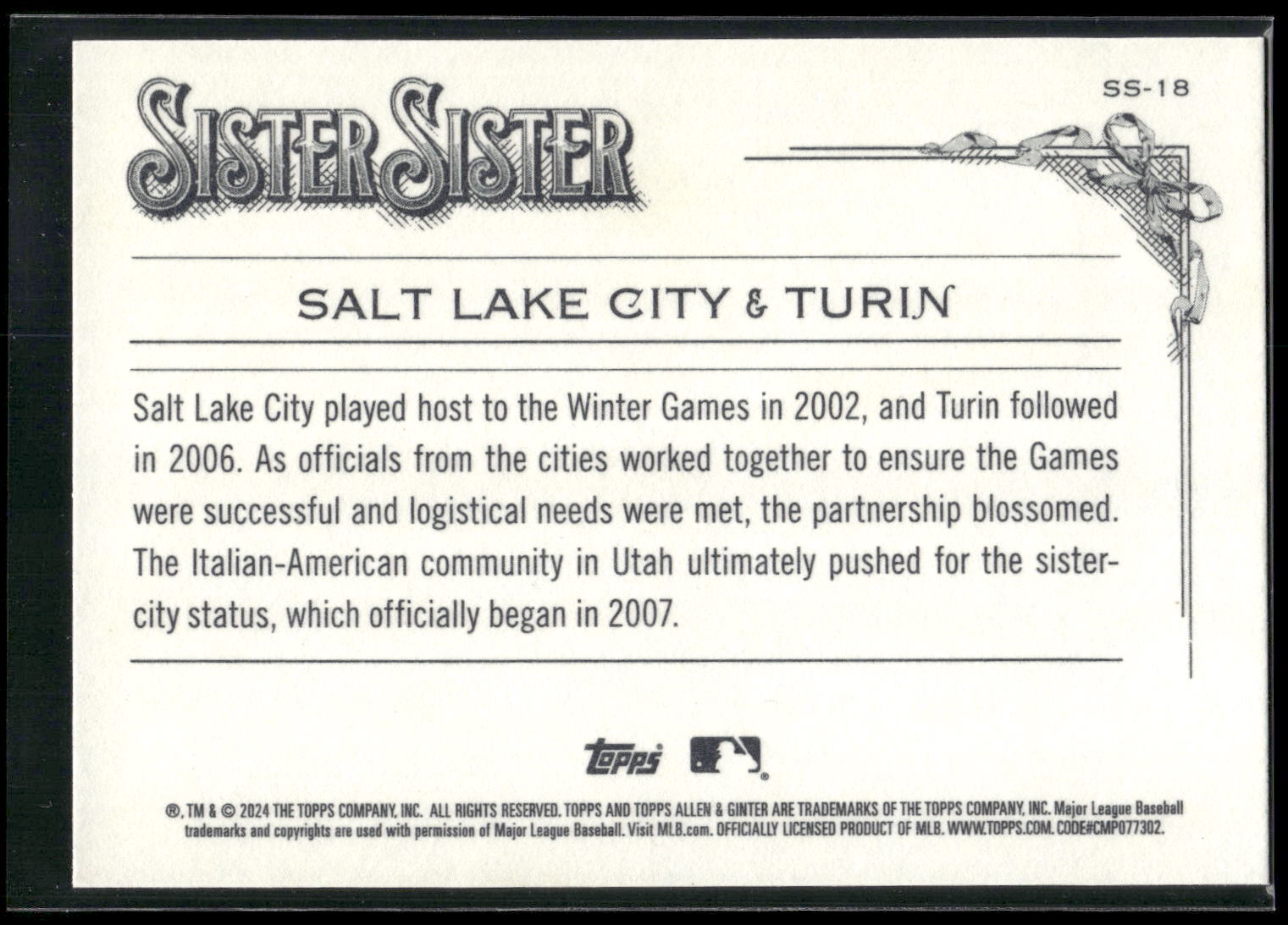 2024 Topps Allen & Ginter #SS-18 Salt Lake City / Turin Sister Sister