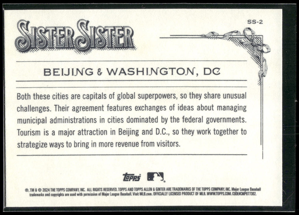 2024 Topps Allen & Ginter #SS-2 Beijing / Washington Sister Sister