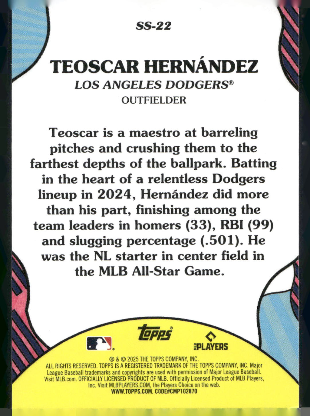 2025 Topps #SS-22 Teoscar Hernández Summer Superstars