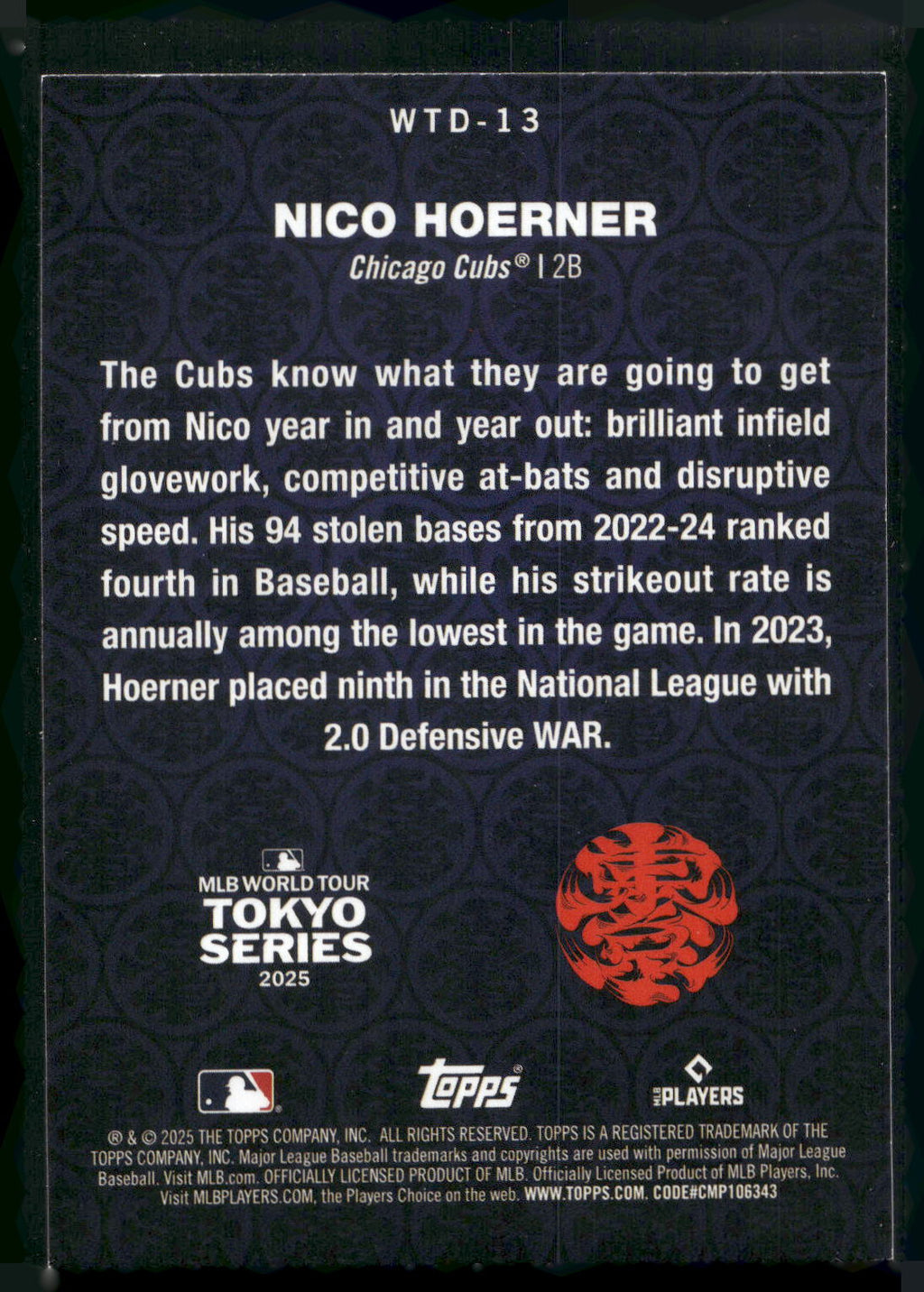 2025 Topps #WTD-13 Nico Hoerner World Tour Domination