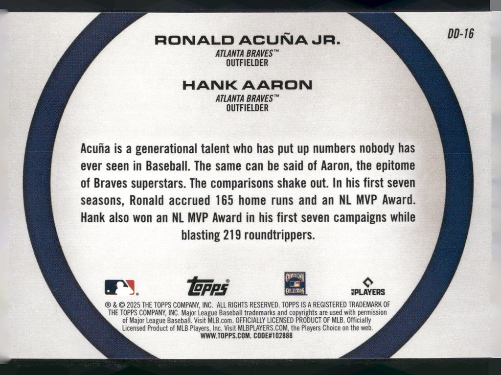 2025 Topps #DD-16 Hank Aaron / Ronald Acuña Jr. Dynamic Duos