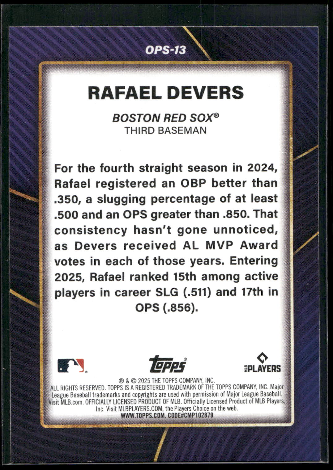 2025 Topps #OPS-13 Rafael Devers OPS Leaders