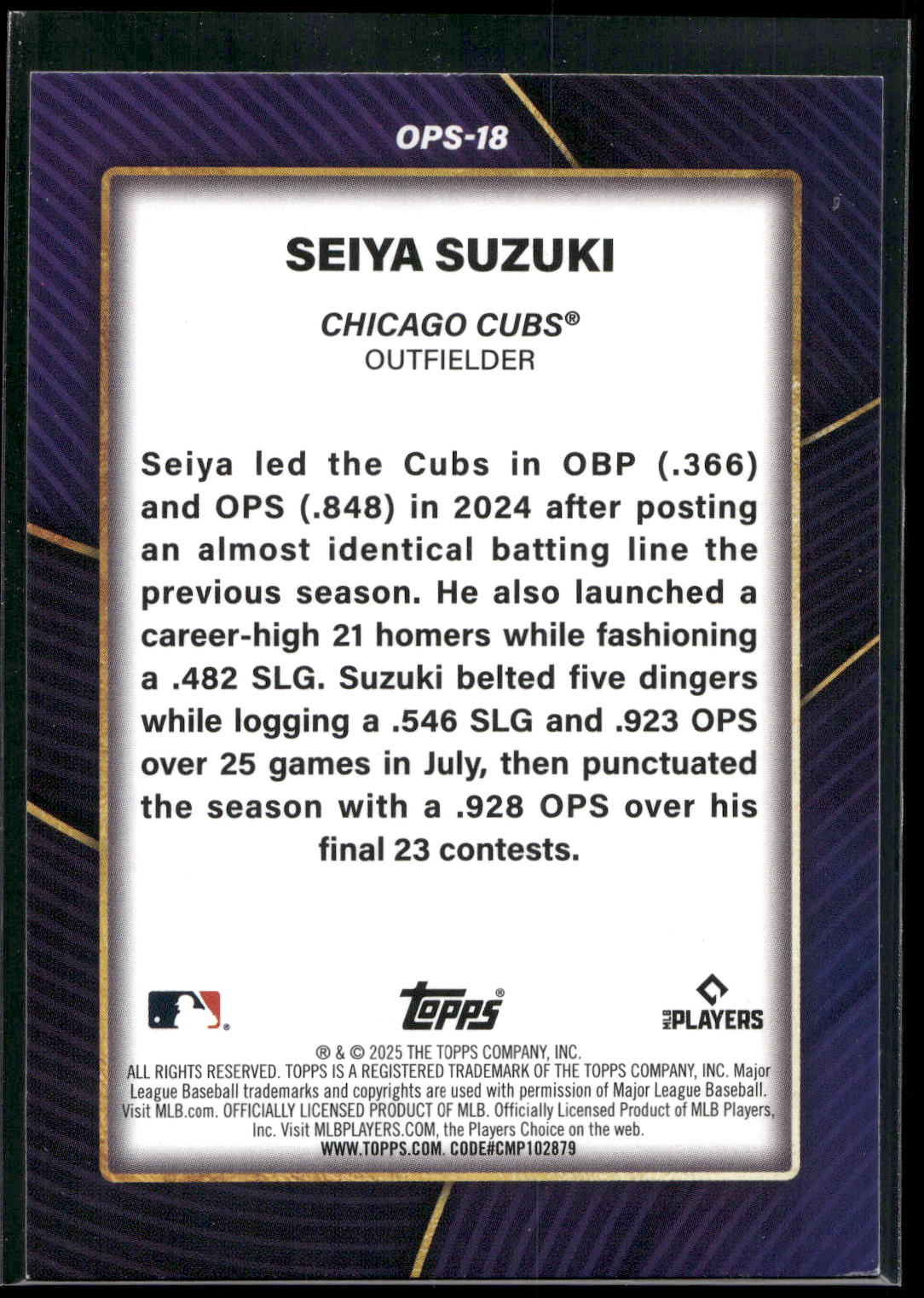2025 Topps #OPS-18 Seiya Suzuki OPS Leaders