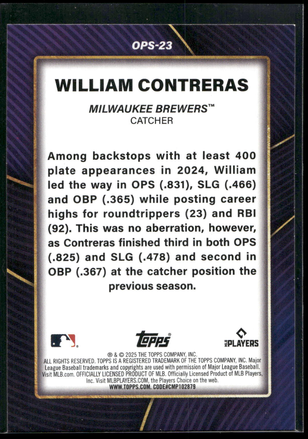 2025 Topps #OPS-23 William Contreras OPS Leaders