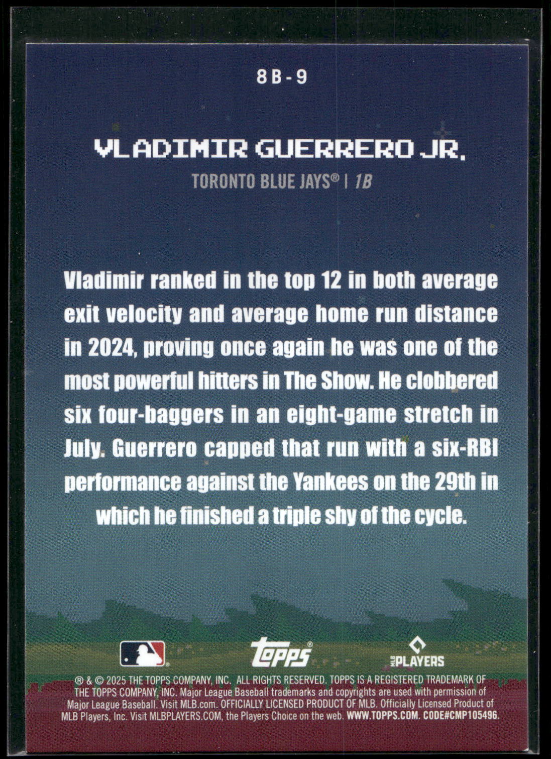 2025 Topps #8B-9 Vladimir Guerrero Jr. 8-Bit Ballers