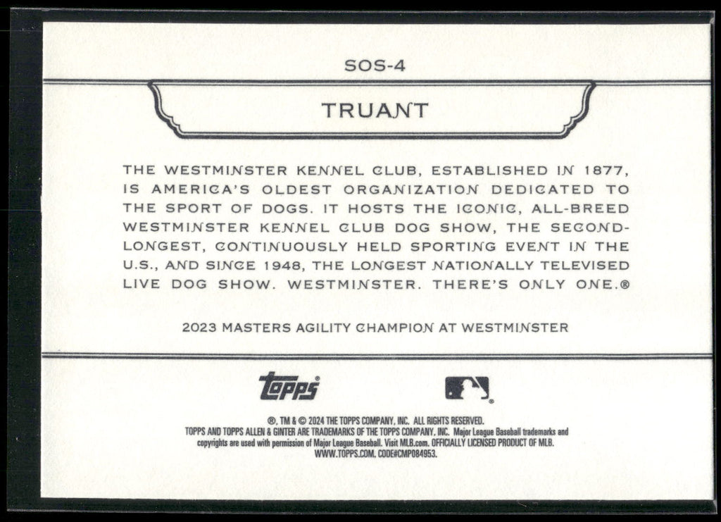 2024 Topps Allen & Ginter #SOS-4 Truant Stars of Show Westminster Kennel Club