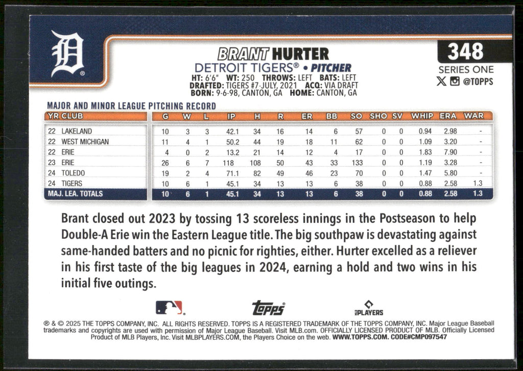 2025 Topps #348 Brant Hurter Sandglitter