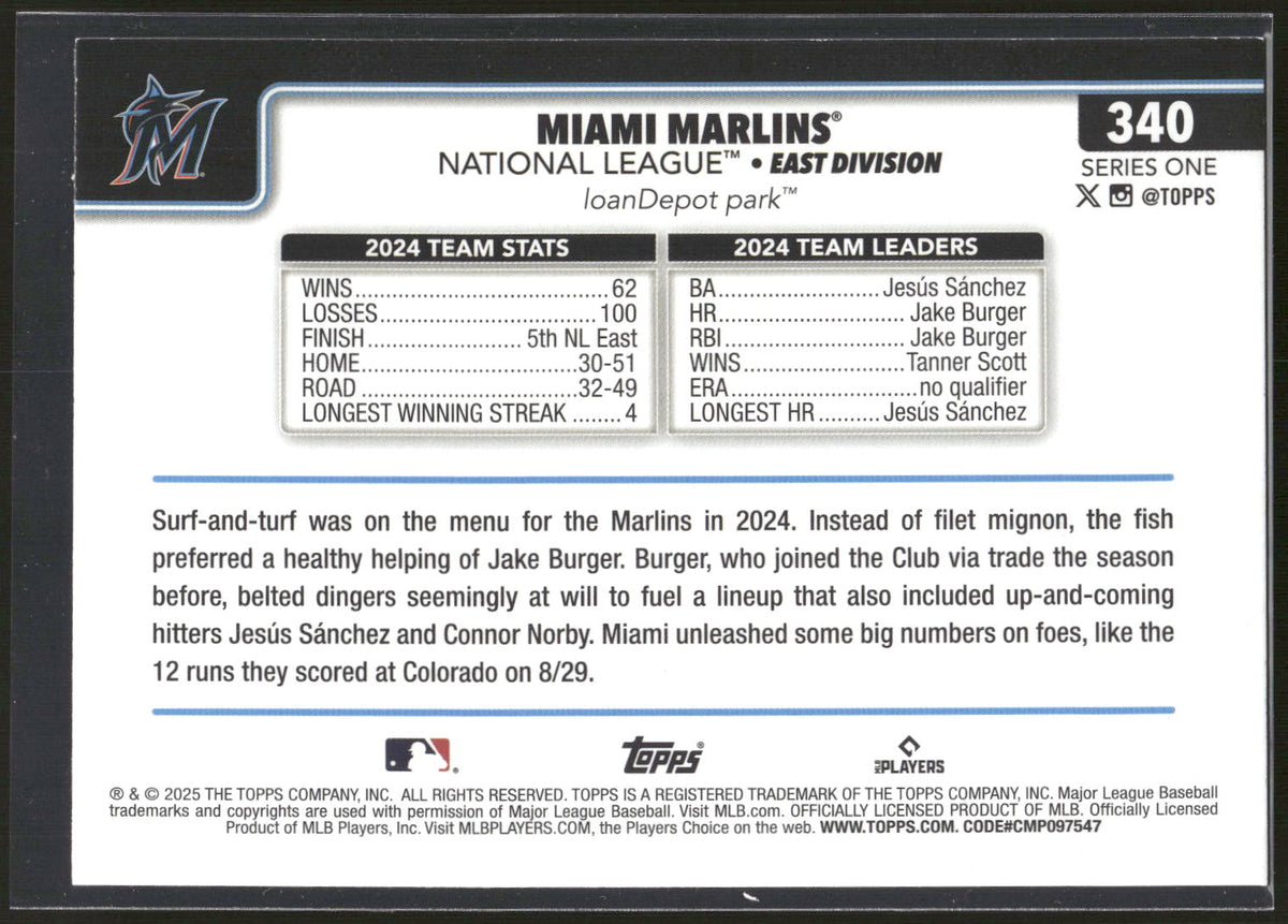 2025 Topps #340 Miami Marlins Holiday