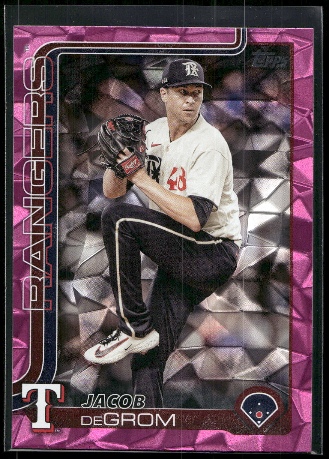 2025 Topps #208 Jacob deGrom Pink Diamante Foil