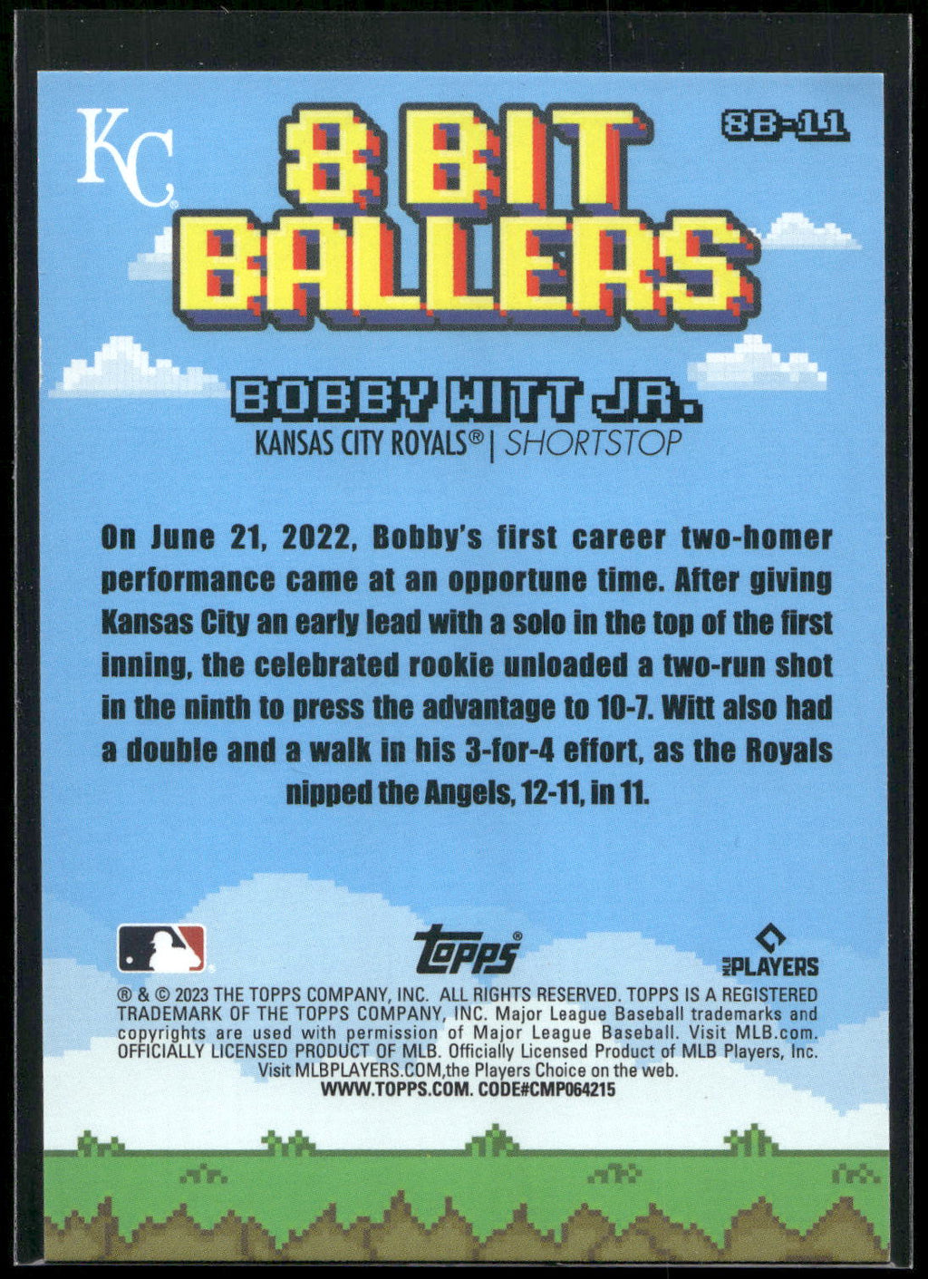 2023 Topps Big League #8B-11 Bobby Witt Jr. 8 Bit Ballers