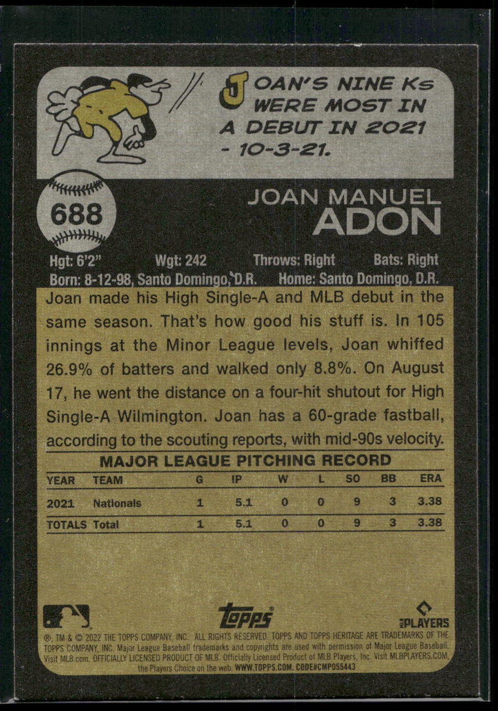 2022 Topps Heritage #688 Joan Adon