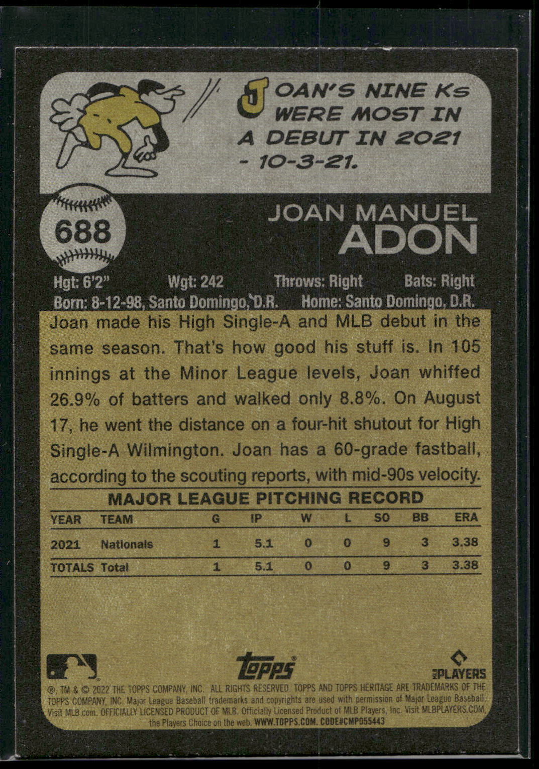 2022 Topps Heritage #688 Joan Adon